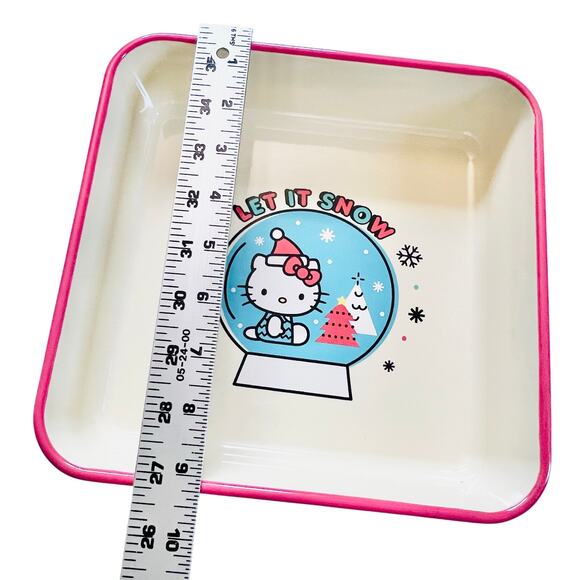Hello Kitty Square Baking Pan 9" Christmas Let it Snow Ceramic Casserole - Picture 6 of 8